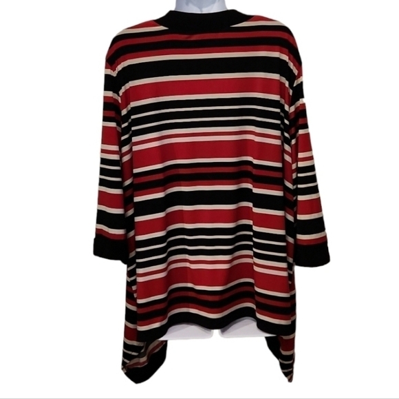 Catherine's Striped Open  Front Lightweight Cardigan - Picture 3 of 4